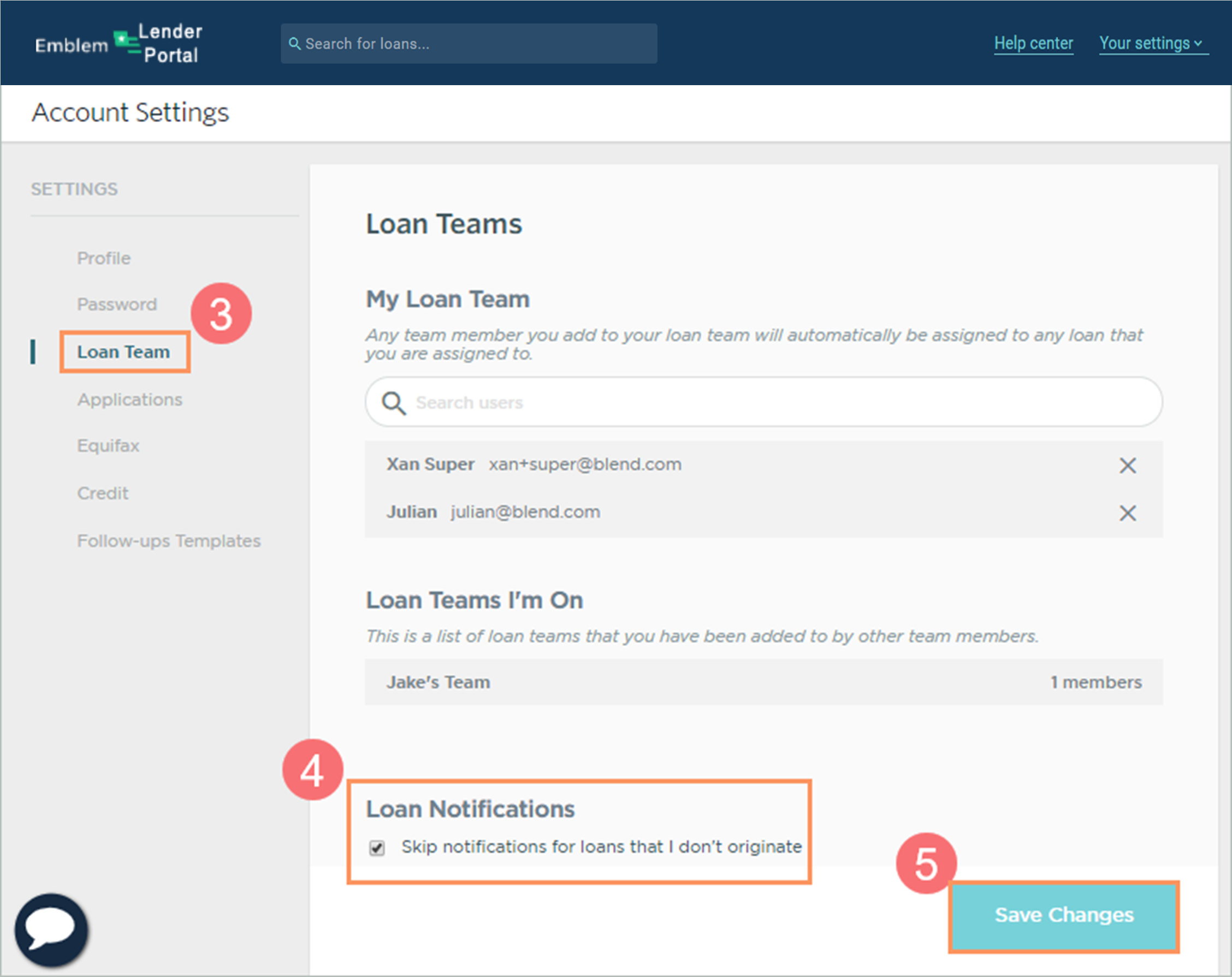 Email notifications for Loan Teams – Blend Help Center
